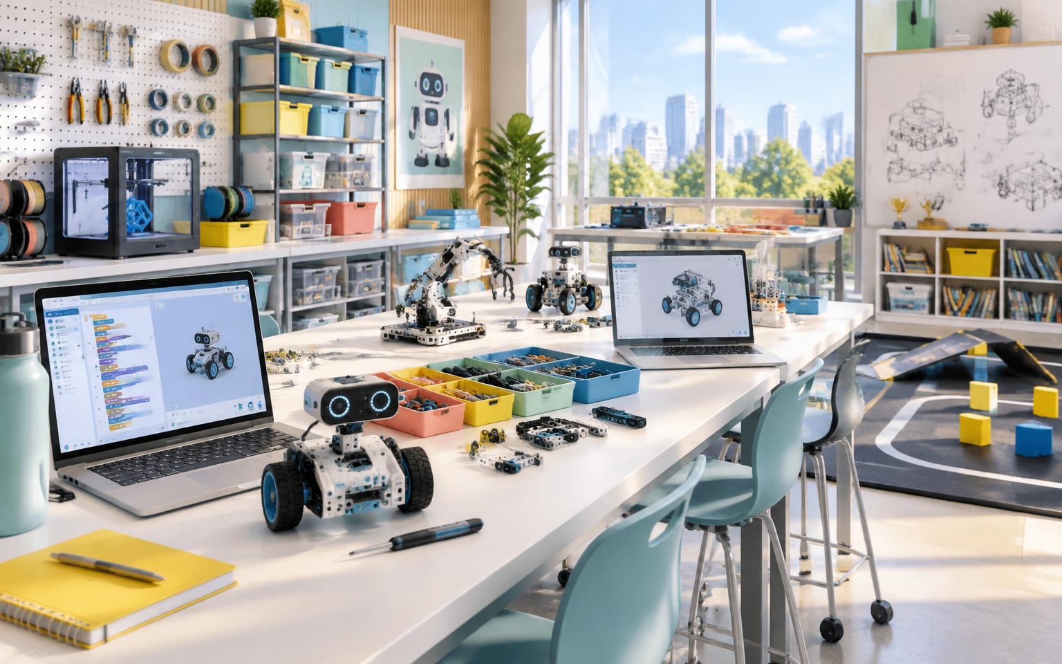 Bright robotics classroom using KidBot